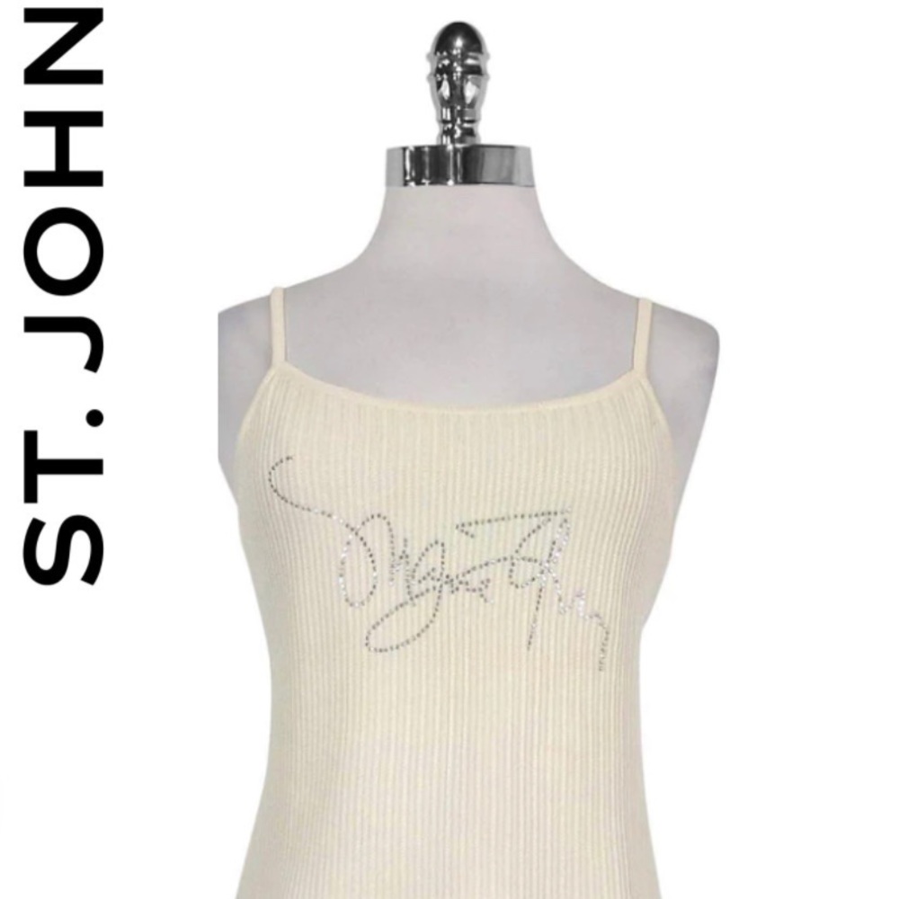 St. John - Cream Rhinestone Cami Sz M